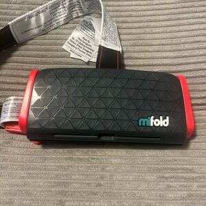 Mifold Grab-And-Go Compact Car Booster Portable Seat, 40-100 Lbs Red and Gray